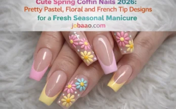 Cute Spring Coffin Nails 2026: Pretty Pastel, Floral and French Tip Designs for a Fresh Seasonal Manicure site name jobaao.com